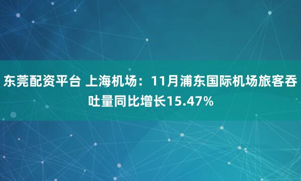 东莞配资平台 上海机场：11月浦东国际机场旅客吞吐量同比增长15.47%